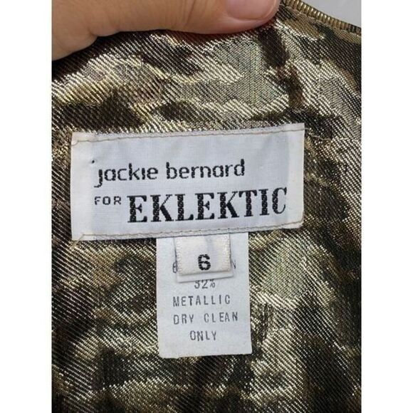 Jackie Bernard for EKLEKTIC Gold Lame Dress size 6 - Picture 11 of 12